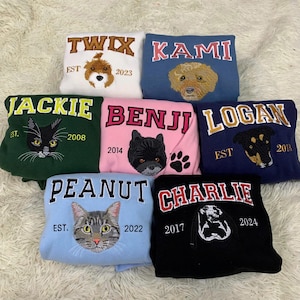 Custom Pet shirt, Custom Pet Photo Sweatshirt, Custom Pet Embroidered Sweatshirt, Personalized Embroidered Shirt