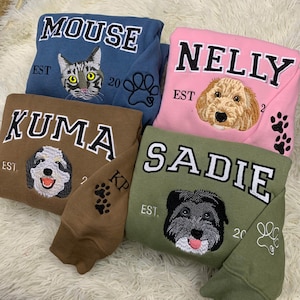Custom Cat Embroidered Sweatshirt, Custom Pet shirt, Personalized Pet Sweatshirt, Custom Embroidered Pet Hoodie
