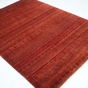 5x7 Ft Gabbeh Area Rug, Orange Afghan Hand Knotted Tribal Motif Lori Baft Wool Rug, Geometric Rug, Bedroom Rug, Kitchen Rug, Study Room Rug