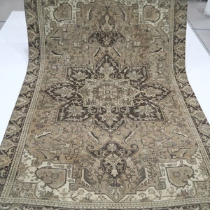 7x10 Feet Heriz Vintage Area Rug - Persian Style Hand Knotted Low Pile Wool Rug - Distressed Rug - Antique Rug - Unique Rug - Ethnic Rug