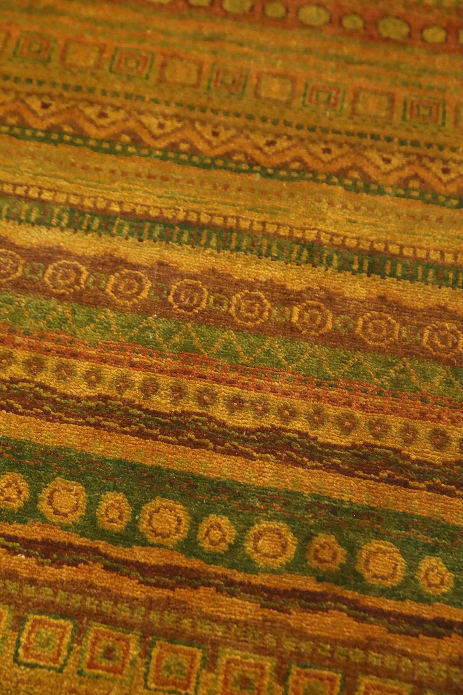 Gabbeh Gold Rugs 3'3x6'4 Tribal Gabbeh Area Rug - Gold Green Afghan Hand Made Striped ...
