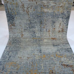 4 x 6 abstract vloerkleed - grijs Afghaans handgeknoopt modern wollen vloerkleed zijdegevoel - artistiek tapijt - eigentijds tapijt - vloerkleed slaapkamer - kantoortapijt 4 x 6