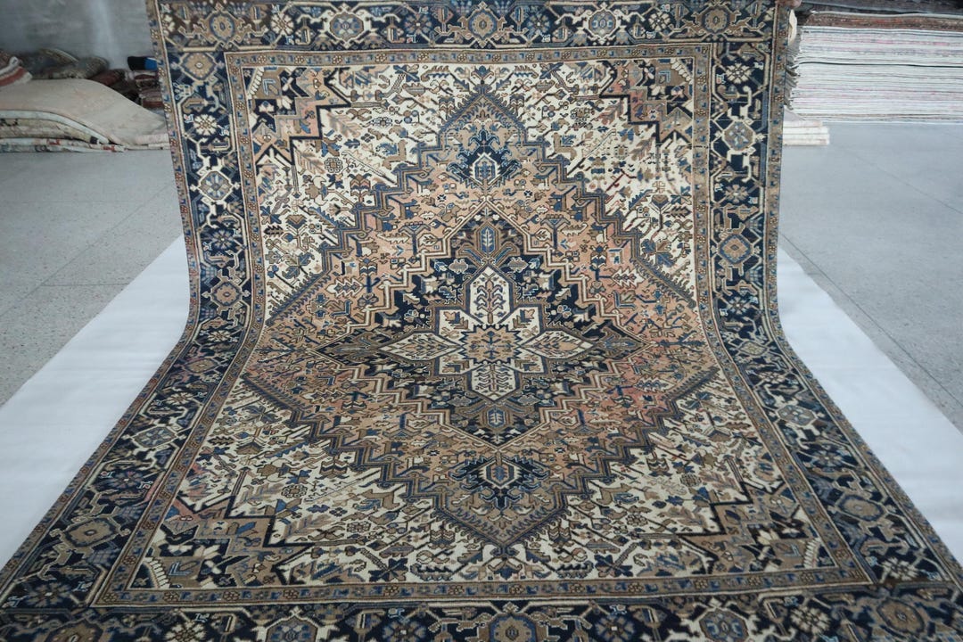8x9 Rug 8x9'3 Ft Heriz Area Rug - Vintage Terracotta Persian Style Handmade ...