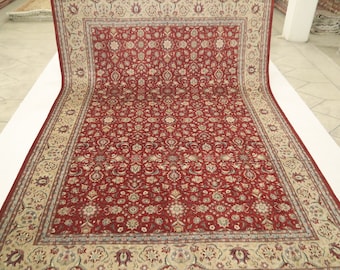 8x12 Röd orientalisk ullmatta - Traditionell handknuten blommig matta