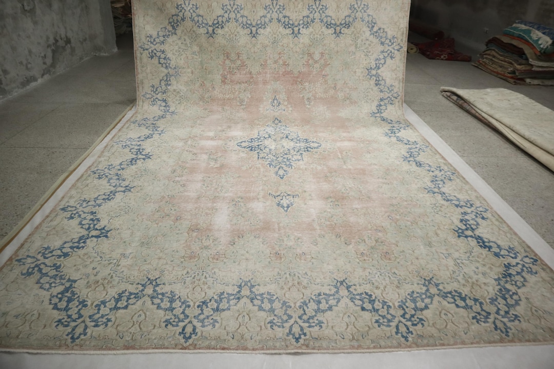 10x14 Feet Oriental Vintage Area Rug, Terracotta Persian Style Hand ...