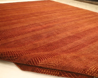 Brown 10x14 Ft Gabbeh Area Rug - Afghan Hand Made Striped Natural Dye Wool Rug - Large Wool Rug - Soft Wool Rug - Dining Room Rug - Wool Rug