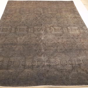 Brown Gray 8x12 Gabbeh Area Rug - Faded Afghan Handmade Geometric Organic Dye Wool Rug - Bedroom Rug - Living Room Rug - Dining Room Rug