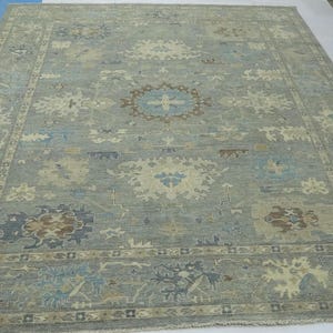 Tappeto di lana 10x14 - Tappeto Oushak - Tappeto orientale turco grigio fatto a mano in morbida lana - Tappeto grande - Tappeto oversize - Tappeto da soggiorno - Tappeto da sala da pranzo