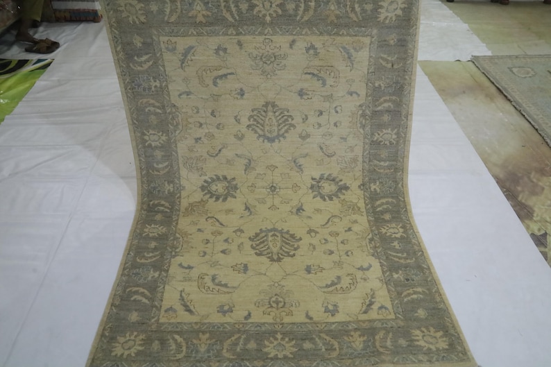 5x7 Chobi Area Rug - Beige Gray Afghan Hand Knotted Floral Veg Dye Wool ...