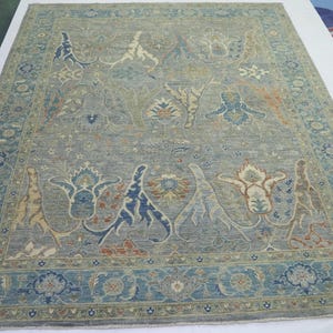 Gray Bidjar 9x12 Area Rug - Persian Style Afghan Hand Made Oriental Natural Dye Wool Rug - Dining Room Rug - Living Room Rug - Office Rug