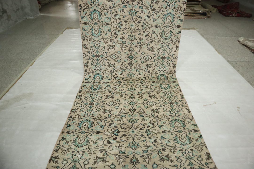 4x8 Ft Oriental Vintage Runner Rug, Light Brown Persian Style Hand ...