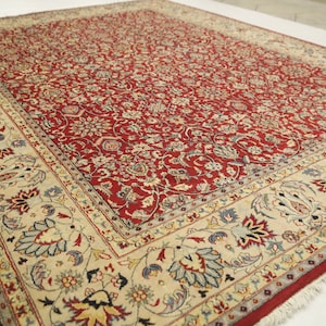 8x10 Oriental High Quality Area Rug - Red Persian Style Hand Made Floral Wool Rug - Traditional Rug - Dining Room Rug - Living Room Rug