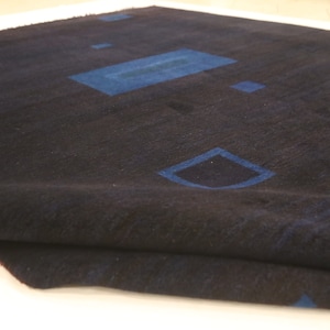 Blue 8x10 Gabbeh Area Rug - Afghan Hand Knotted Over Dye check Design Wool Rug - 8x10 Bedroom Rug - Dining Room Rug - Living Room Rug