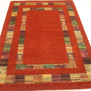6x8 Modern Gabbeh Area Rug - Rust Afghan Hand Made Oriental Lori Baft Thick Pile Wool Rug - Bedroom Rug - Kitchen Rug - Office Rug