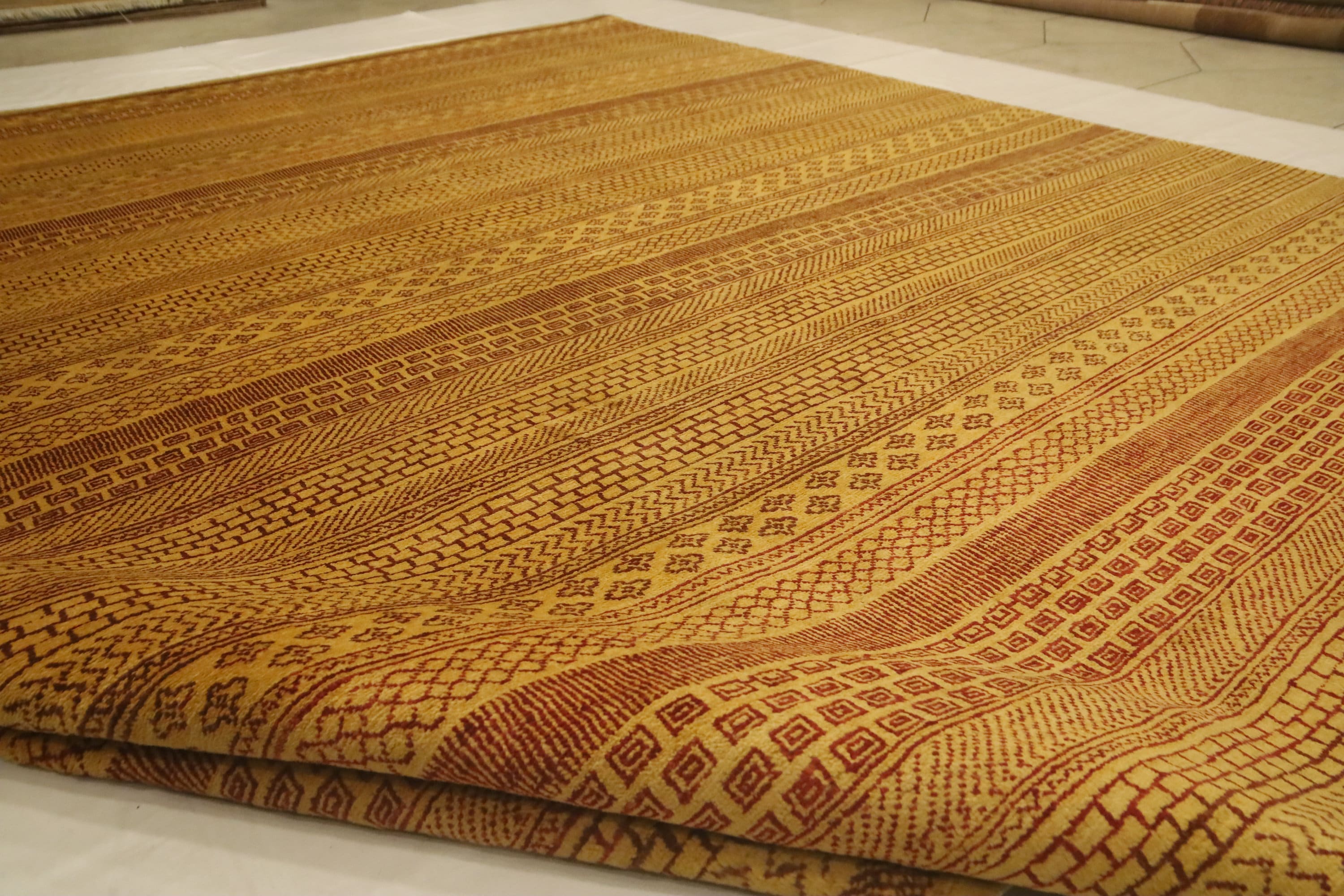 8x10 Gabbeh Area Rug Light Brown Striped Natural Dye Wool