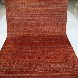 6x8 Ft Gabbeh Area Rug, Orange Afghan Hand Knotted Geometric Motif Plush Wool Rug, Tribal Rugs, Bedroom Rug, Living Room Rug, 6x8 Office Rug
