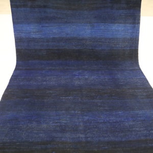 5x7 Ft Gabbeh Area Rug - Afghan Hand Knotted Natural Dye Wool Rug - Blue Over Dye Rug - Striped Rug - 5x7 Kitchen Rug - Oriental Rug