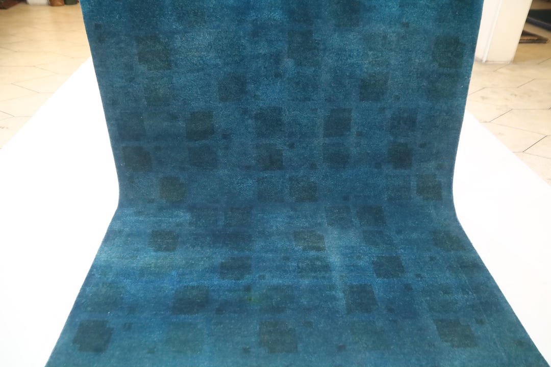 5'6x7 Ft Over Dye Gabbeh Area Rug, Blue Afghan Hand Knotted Checkered ...