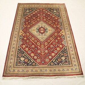 5x7 Ft Oriental Area Rug - Red Persian Style Handmade Traditional High Quality Wool Rug - Medallion Rug - Bedroom Rug - Living Room Rug