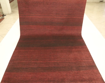 Red 7x10 Gabbeh Wool Rug - Afghan Hand Knotted Striped Design Tribal Rug