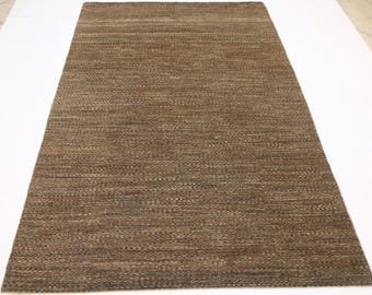 Tapis gabbeh rond noué main en laine gris diam 190 cm - Conforama