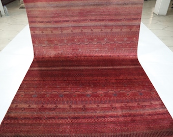 6x8 Red Gabbeh Wool Rug - Afghan Hand Knotted Striped Thick Pile Rug