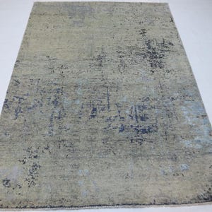 6x8 Abstract Area Rug - Gray Afghan Handmade Distressed Design Silk Touch Wool Rug - Contemporary Rugs - Modern Rugs - Bedroom Rug - Rugs