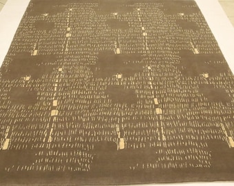 8x10 Gabbeh Wool Rug - Dark Gray Afghan Hand Knotted Abstract Design Lori Baft Rug