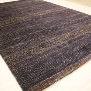 Navy Blue 7x10 Feet Gabbeh Area Rug - Afghan Hand Made Tribal Organic Dye Wool Rug - Bedroom Rug - Blue Rugs - Lori Baft Rug - Office Rug