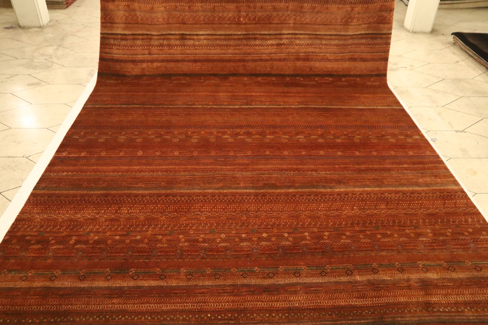 10x13 Ft Gabbeh Area Rug - Rust Afghan Hand Made Striped Organic Dye ...