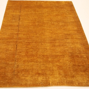 6x8 Ft Orange Gabbeh Area Rug - Afghan Hand Knotted Contemporary Organic Dye Wool Rug - Aesthetic Rug - Designer Rug - Decorative Rug