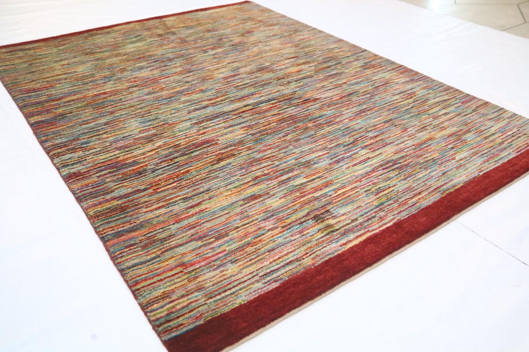 5x7 Striped Gabbeh Area Rug - Multicolor Afghan Hand Knotted Tribal ...