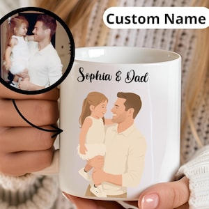 First Father&#39;s Day Mug,Custom Gift for New Dads,Customizable Father&#39;s Day Mug,Personalized Dad and Baby boy Portrait Mug,Dad Est 2025 Mug