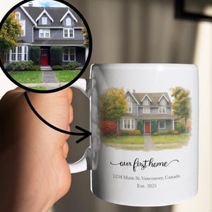 Closing gift for home buyer,custom newlywed gift,Custom Home Mug, New Home Mug, House Mug Housewarming Gift, Personalized Home Portrait Mug
