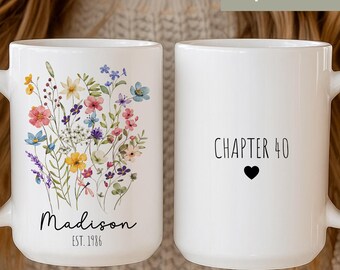 Custom 40th Birthday gift for her,40 year old women Mug,Chapter 40 Coffee Mug,40th Birthday Gift,Birth Year Keepsake for  Bestie, Turning 40