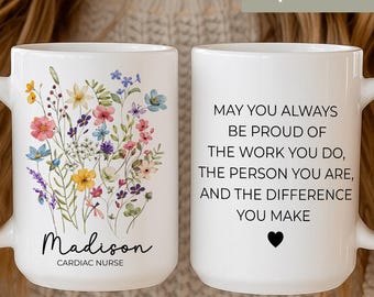 Personalized Cardiac Nurse Mug, Custom Cardiovascular Technologists Mug, Cardiology sonographer Mug, CVICU Nurse Gift,Medical Student Gift