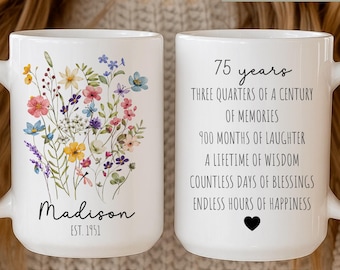 75th Birthday Gift, 1951 Birthday Mug, Personalized Gift for Women, 75 Year Old Birthday,75 Years Old Gift for Mom Grandma,