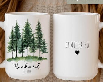 Personalized 50th Birthday Mug for him,Chapter 50 Mug,Born in 1976 Gift,50th Birthday Milestone Gift for Husband Dad,Grandpa, from Grandkids
