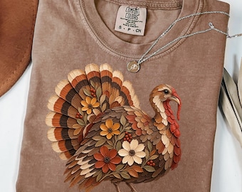 Boho Turkey Thanksgiving Shirt, Thanksgiving Tee, Turkey Lover Gift, Vintage Retro Thanksgiving Turkey,, Vintage Autumn Tee
