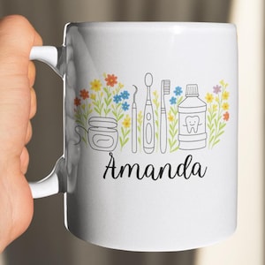 Personalized Floral Dental Hygiene Mug, Orthodontics Graduation Gift, Hygienist Gift, Dental Assistant Gift,Orthodontics Graduation Gift