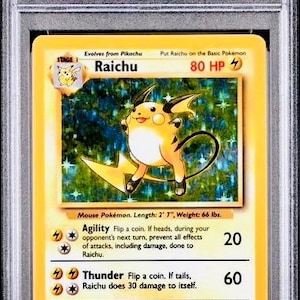 PSA RAICHU HOLO 1999 Pokemon Game Base Set 14/102 Graded Card - Etsy