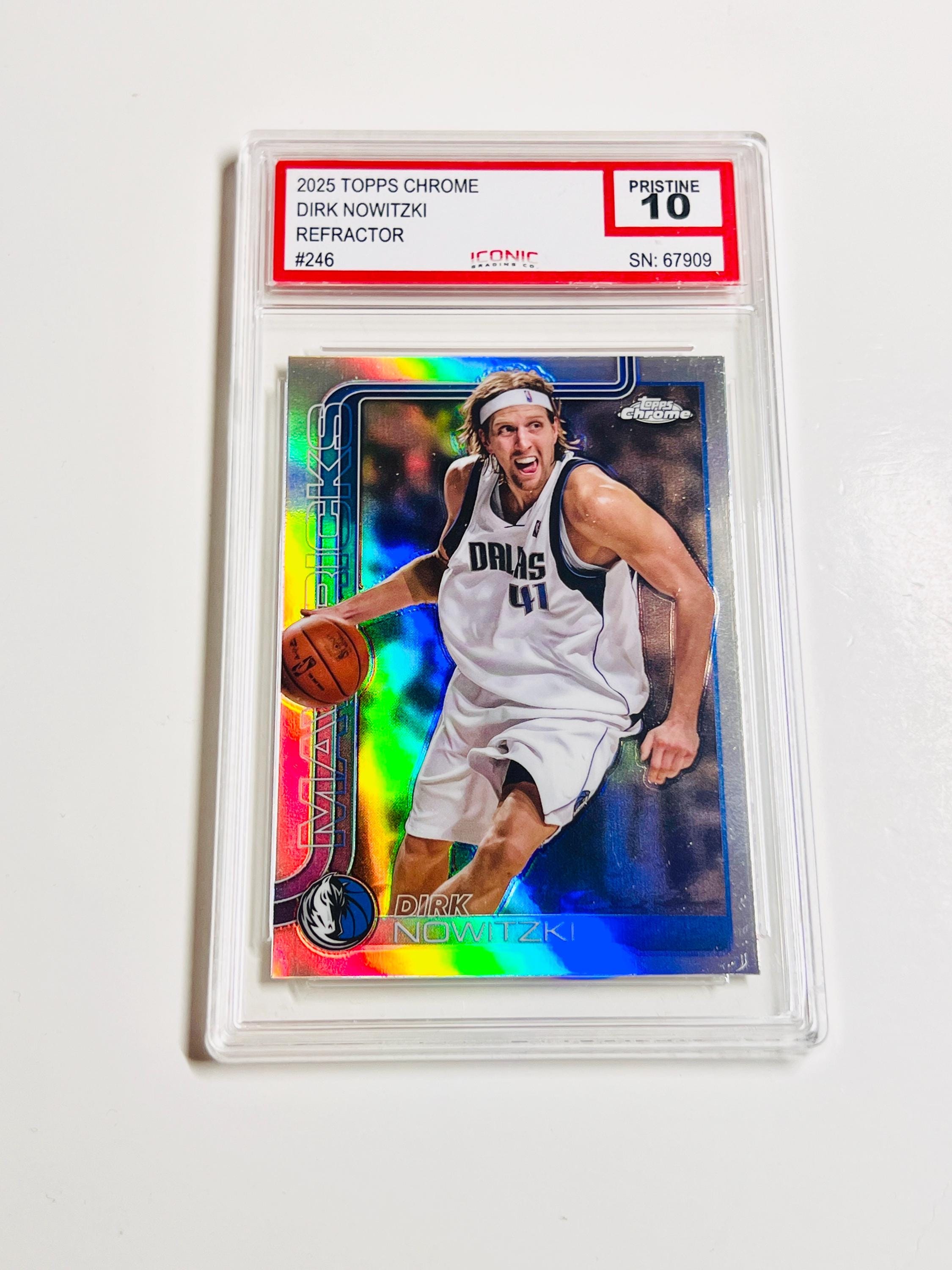 GRADED 10 DIRK NOWITZKI 2025 Topps Chrome Refractor #246 Dallas
