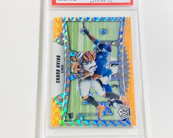 CALIFICACIÓN 10 BRIAN BURNS 2025 Mosaic Bang! - Naranja fluorescente n.° 7 Tarjeta impecable de los New York Giants