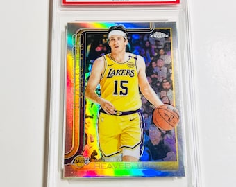 CALIFICACIÓN 10 AUSTIN REAVES 2025 Topps Chrome Refractor #126 Los Angeles Lakers Tarjeta impecable