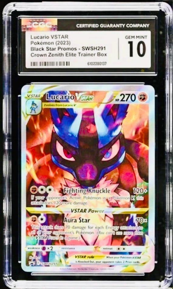 CGC 10 LUCARIO VSTAR Full Art Swsh291 Crown Zenith Elite Trainer Box Etb  Black Star Promo Pokemon Graded Card Gem Mint - Etsy