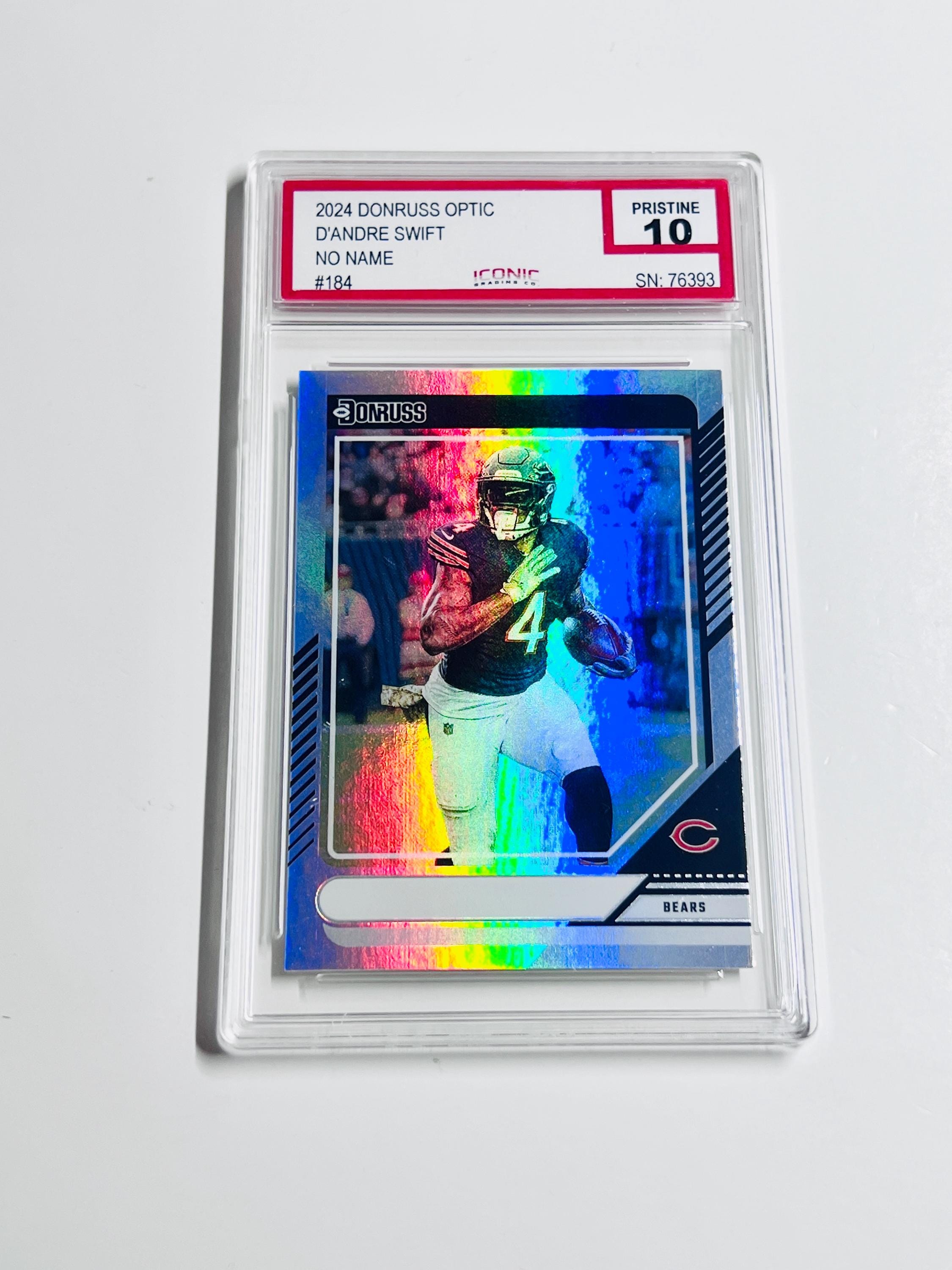 GRADED 10 D'ANDRE SWIFT 2024 Donruss No Name Variation Holo #184