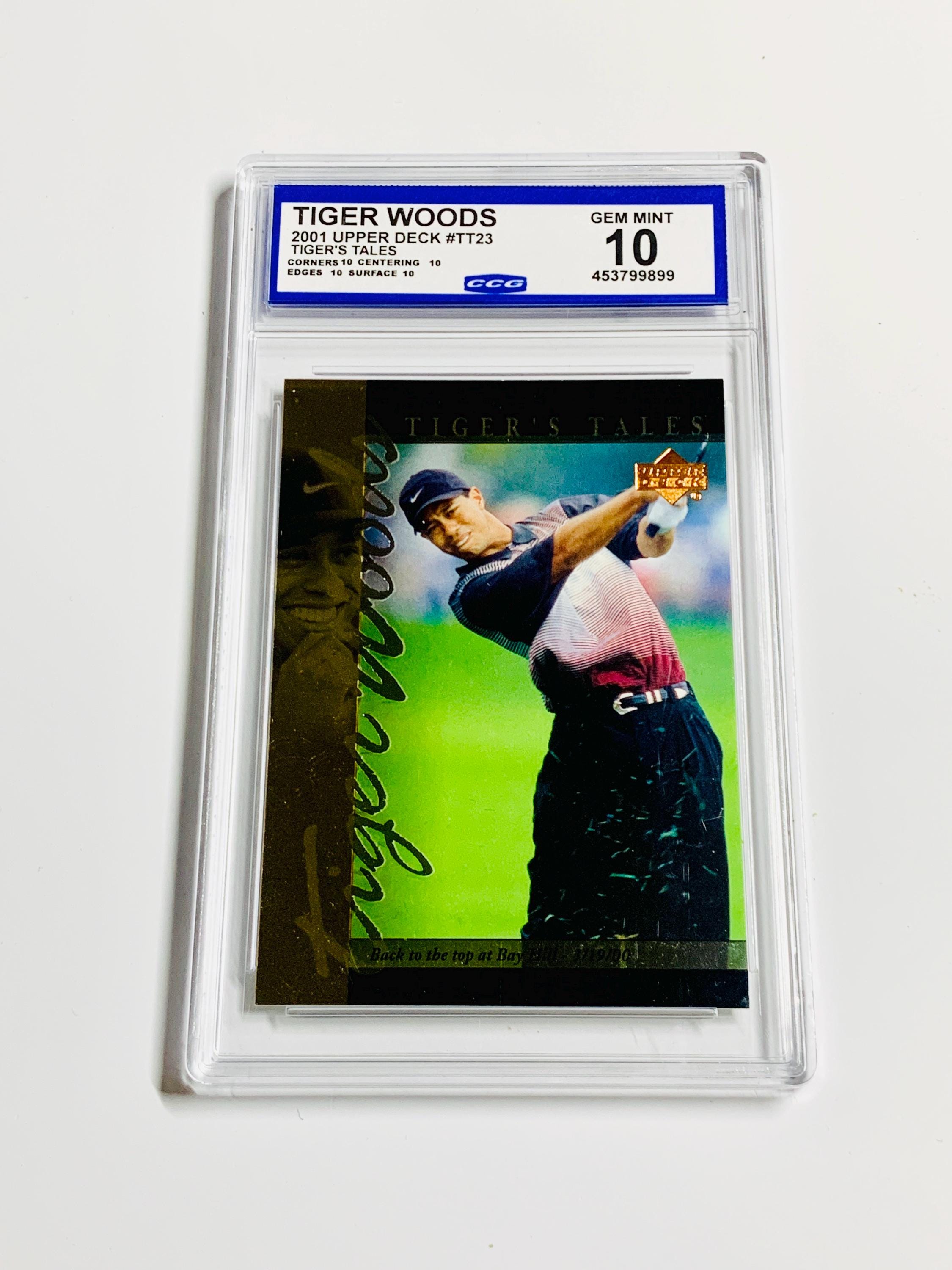 GRADED 10 TIGER WOODS Rookie Card 2001 Upper Deck Tiger's Tales