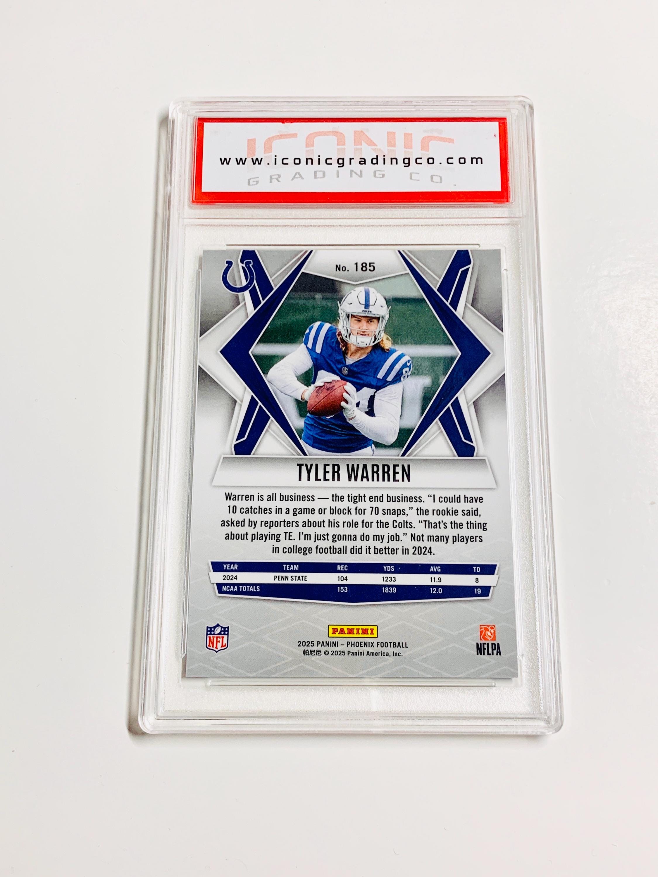 GRADED 10 TYLER WARREN Rookie Card 2025 Phoenix Silver Hyper #185