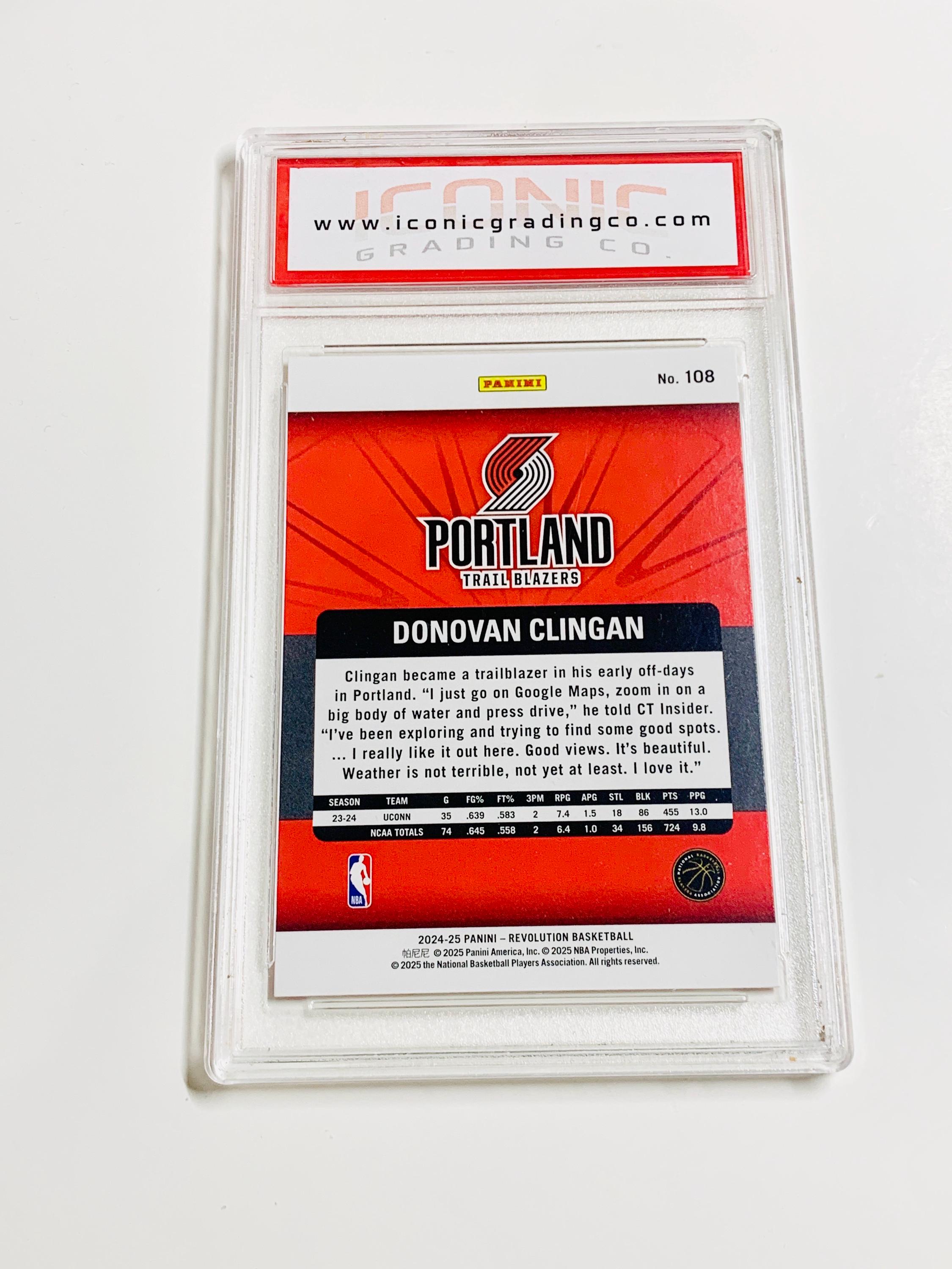GRADED 10 DONOVAN CLINGAN Rookie Card 2025 Revolution Rainbow