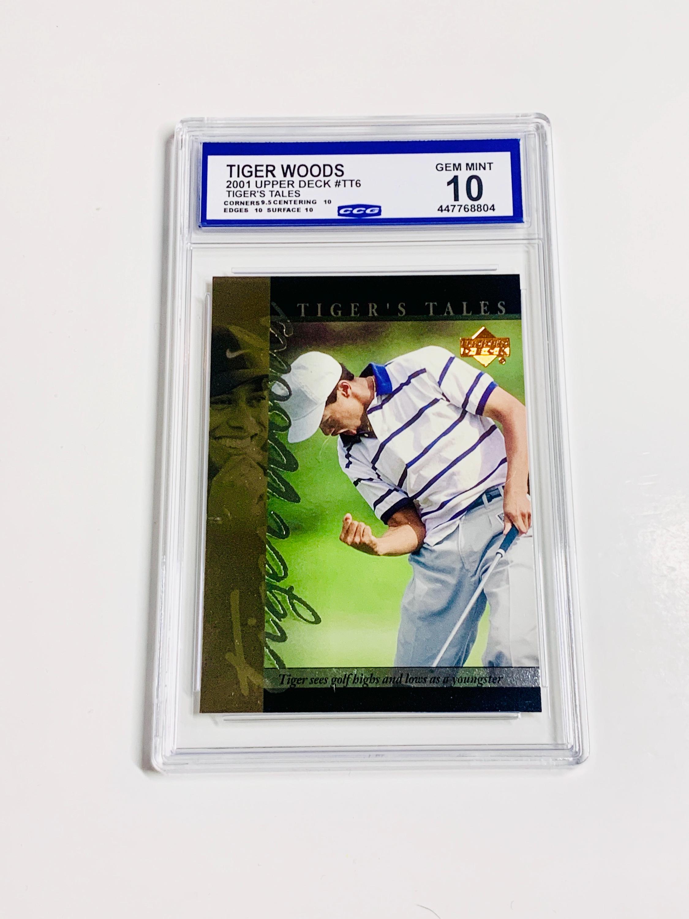 GRADED 10 TIGER WOODS Rookie Card 2001 Upper Deck Tiger's Tales